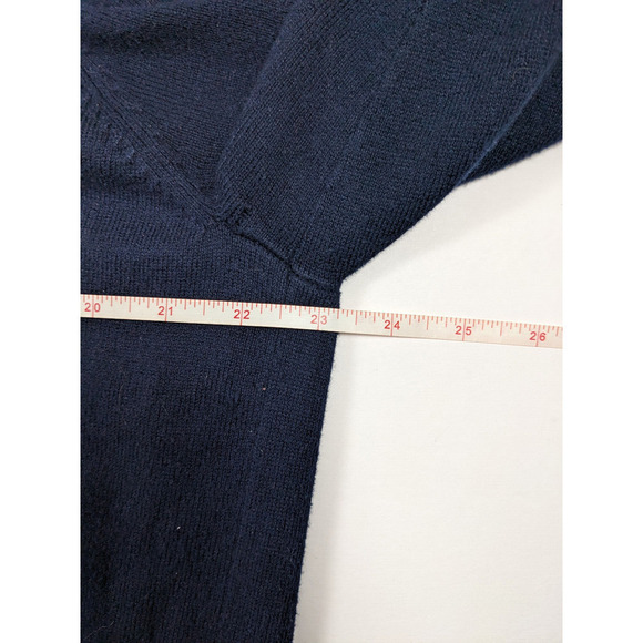 LL Bean Quarter Zip Pullover Sweater Navy Blue XL Cotton Cashmere Mock Neck - Picture 3 of 5